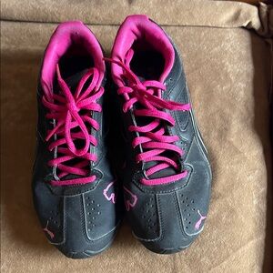 Puma Black Sneakers with Hot Pink Details